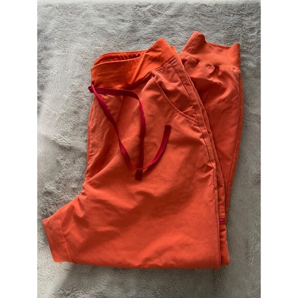 Figs Orange Red Drawstring Jogger Scrub Pants With Pockets For Women Size XL - Picture 8 of 8